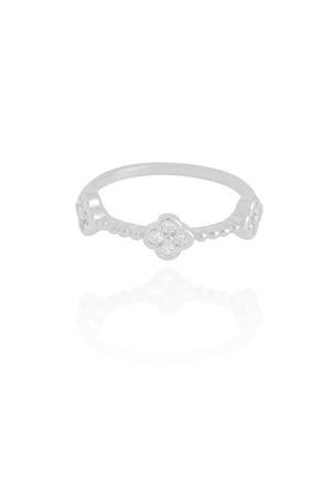 Anel Trevo Cristal Tamanho 15 Ródio Branco