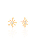 Brinco Orgânico Splash Ponto de Luz Oval Cristal Banhado a Ouro 18K