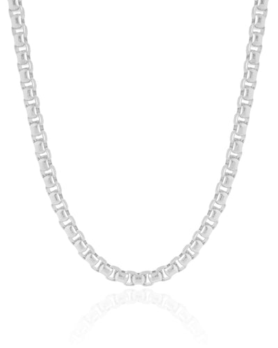 Choker Elos Quadrados 5 mm Ródio Branco - 32 cm