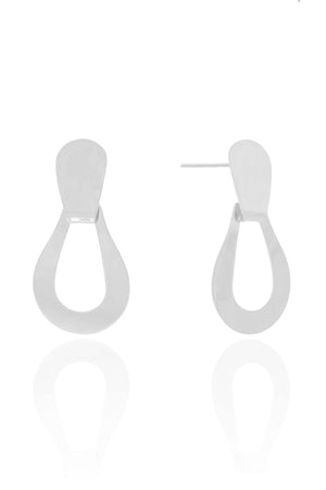 Brinco Gota Vazada Lisa 5.1 cm Ródio Branco