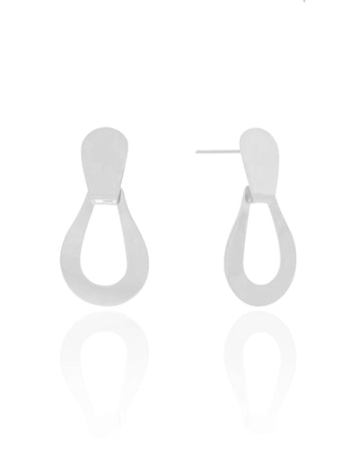 Brinco Gota Vazada Lisa 5,1 cm Ródio Branco
