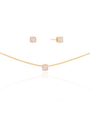 Conjunto Ponto de Luz Cristal 5 mm Banhado a Ouro 18K