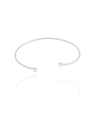 Bracelete Fio 1 mm Pontos de Luz Cristal 3 mm Ródio Branco