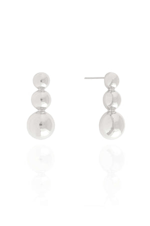 Brinco Bolas Lisas 3.0 cm Ródio Branco