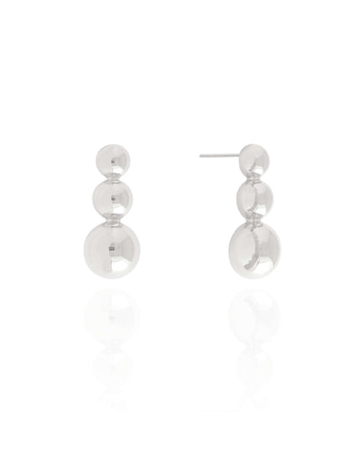 Brinco Bolas Lisas 3 cm Ródio Branco