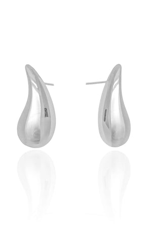 Brinco Gota Lisa 3.2 cm Ródio Branco