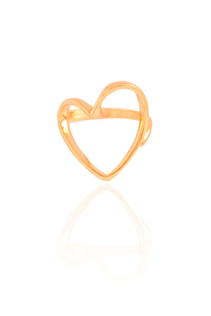 Anel Coração Vazado Tamanho 21 Banhado a Ouro 18K