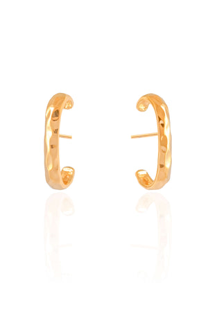 Ear Hook Martelado Banhado a Ouro 18K