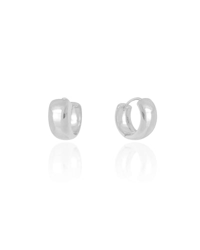 Brinco Argola Click Abaulada Lisa 1,7 cm Ródio Branco