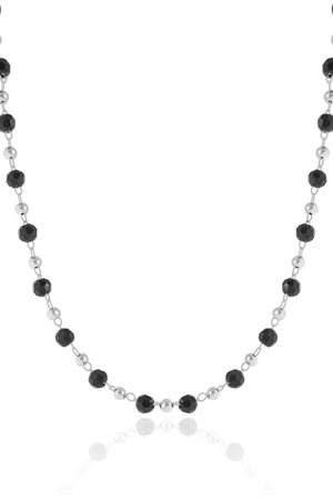 Choker Bolas Geométricas Pretas e Lisas Douradas Ródio Branco