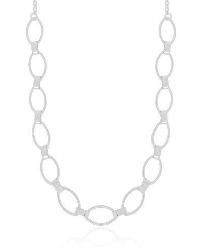 Colar Detalhes Vazados Ródio Branco - 40 cm