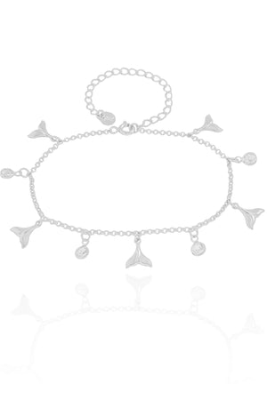 Pulseira Elos Caudas de Sereia Pontos de Luz Cristal Ródio Branco