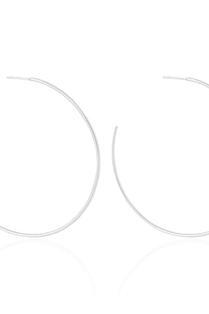 Brinco Argola Tubo Lisa  6.9 cm Ródio Branco