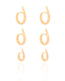 Trio de Argolas Gotas Lisas Banhado a Ouro 18K