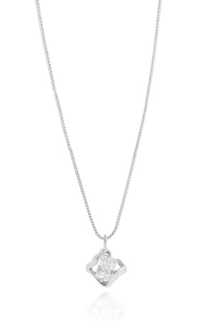 Gargantilha Veneziana com Pingente Orgânico e Pedra Cristal - 45 cm