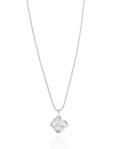Colar Veneziana Pingente Orgânico com Pedra Cristal - 45 cm