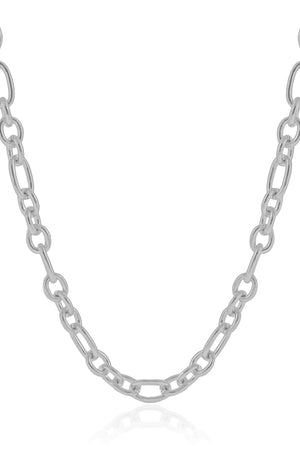 Gargantilha Elos Ovais 8 mm Ródio Branco - 45 cm