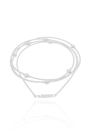 Pulseira Corda de Violão Trevos Ródio Branco