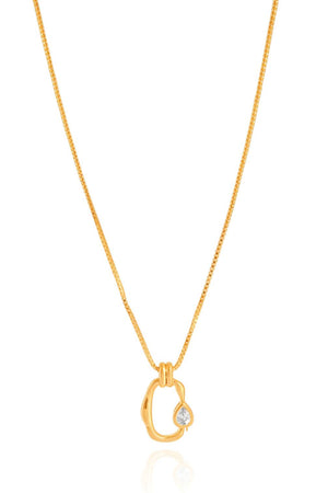 Gargantilha Veneziana com Pingente Orgânico e Gota Cristal - 45 cm