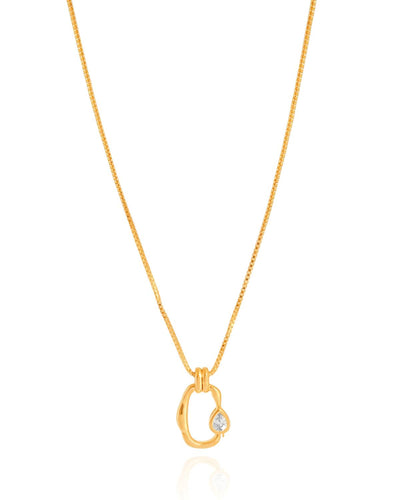 Colar Veneziana com Pingente Orgânico e Gota Cristal - 45 cm