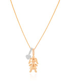 Gargantilha Filho Menina Mix de Banhos Coração Cristal Banhado a Ouro 18K - 45 cm