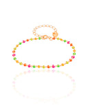 Pulseira Bolinhas Coloridas 2 mm Banhado a Ouro 18K