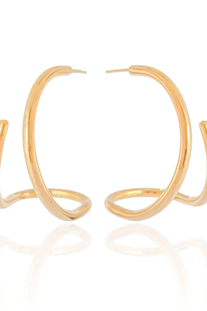 Brinco Meia Argola Fio Liso 4.2 cm Banhado a Ouro 18K