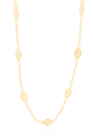 Gargantilha Grumet com Folhas Banhado a Ouro 18K - 60 cm