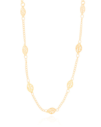 Colar Grumet com Folhas Banhado a Ouro 18K - 60 cm