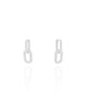 Brinco Argola Click Dupla Oval Cravejada Cristal 2.2 cm Ródio Branco