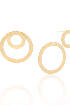 Ear Jacket Círculos Liso Banhado a Ouro 18K