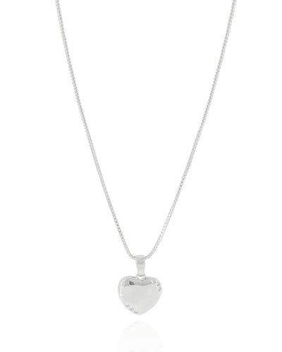 Colar Veneziana Pingente Coração Liso Detalhe Cravejado Cristal - 40 cm