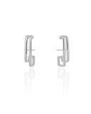 Ear Hook Dois Filetes Lisos 2.0 cm Ródio Branco
