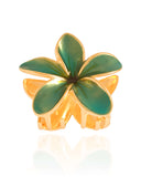 Presilha Flor Verde Banho Dourado
