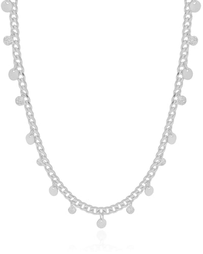 Gargantilha Plaquinhas Pontos de Luz Cristal Ródio Branco - 45 cm