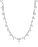 Gargantilha Plaquinhas Pontos de Luz Cristal Ródio Branco - 45 cm