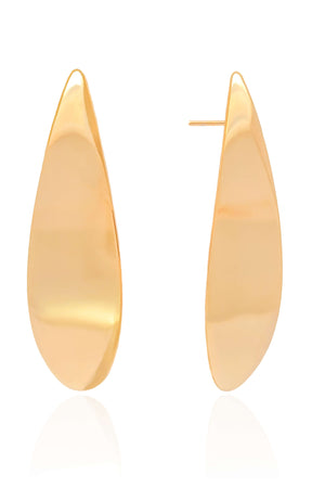 Brinco Folha Lisa 5.8 cm Banhado a Ouro 18K