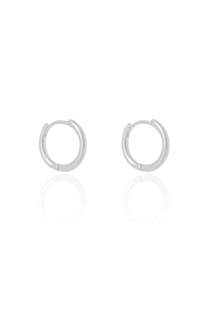 Brinco Argola Click Fio Liso 1.6 cm Ródio Branco