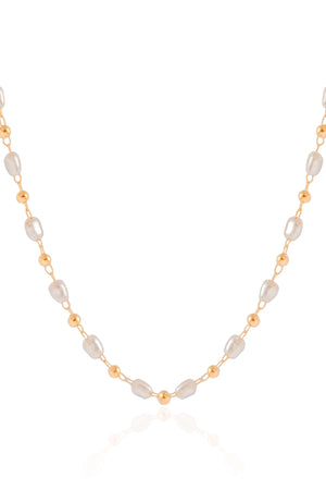 Choker Pérolas e Bolinhas Banhado a Ouro 18K