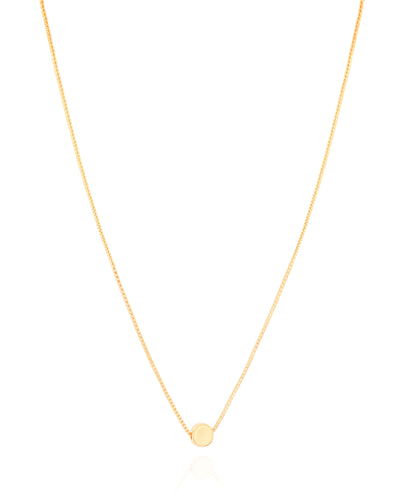 Colar Veneziana Pingente Redondo Liso Banhado a Ouro 18K - 45 cm