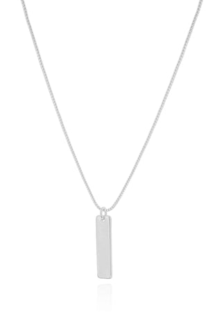 Gargantilha Veneziana Retângulo Liso Ródio Branco - 45 cm