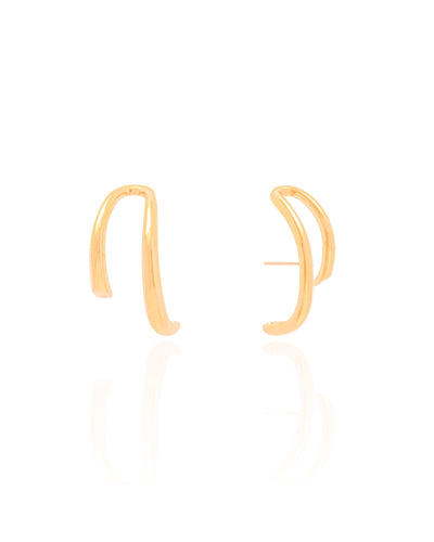 Ear Hook Filetes Lisos Banhado a Ouro 18K