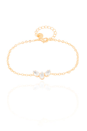 Pulseira Elos Gotas Cristais Banhado a Ouro 18K