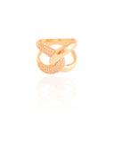 Anel Entrelaçado Cravejado Cristal Tamanho 22 Banhado a Ouro 18K