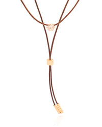 Gargantilha Dupla Gravata Fio Coreano Ponto de Luz Cristal Banhado a Ouro 18K - 35 cm