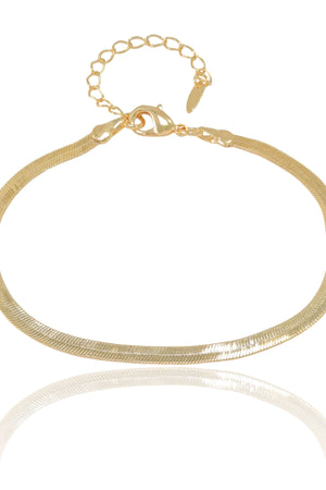 Pulseira Malha Fita 3 mm Banhado a Ouro 18K