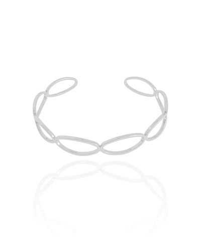 Bracelete Elíptico 9 mm Ródio Branco