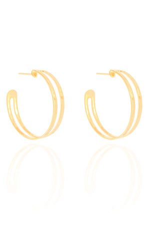 Brinco Argola Vazada Lisa 3.0 cm Banhado a Ouro 18K