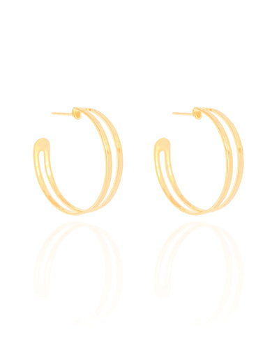 Brinco Argola Vazada Lisa 3 cm Banhado a Ouro 18K