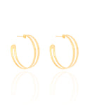 Brinco Argola Vazada Lisa 3.0 cm Banhado a Ouro 18K